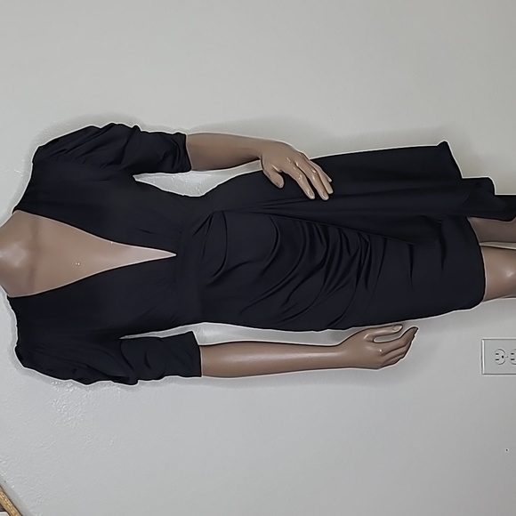 cameo Dresses & Skirts - Sexy Dress Size Large Black Stretch Dressy Bodycon Plunge Neckline Clubwear EUC